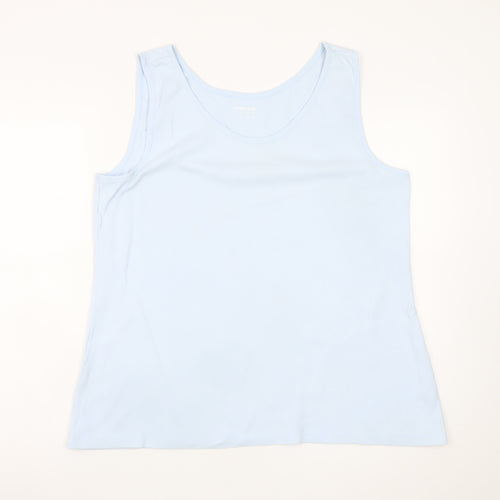 Lands' End Women's Blue Sleeveless Basic Tank Top XL Cotton Jersey