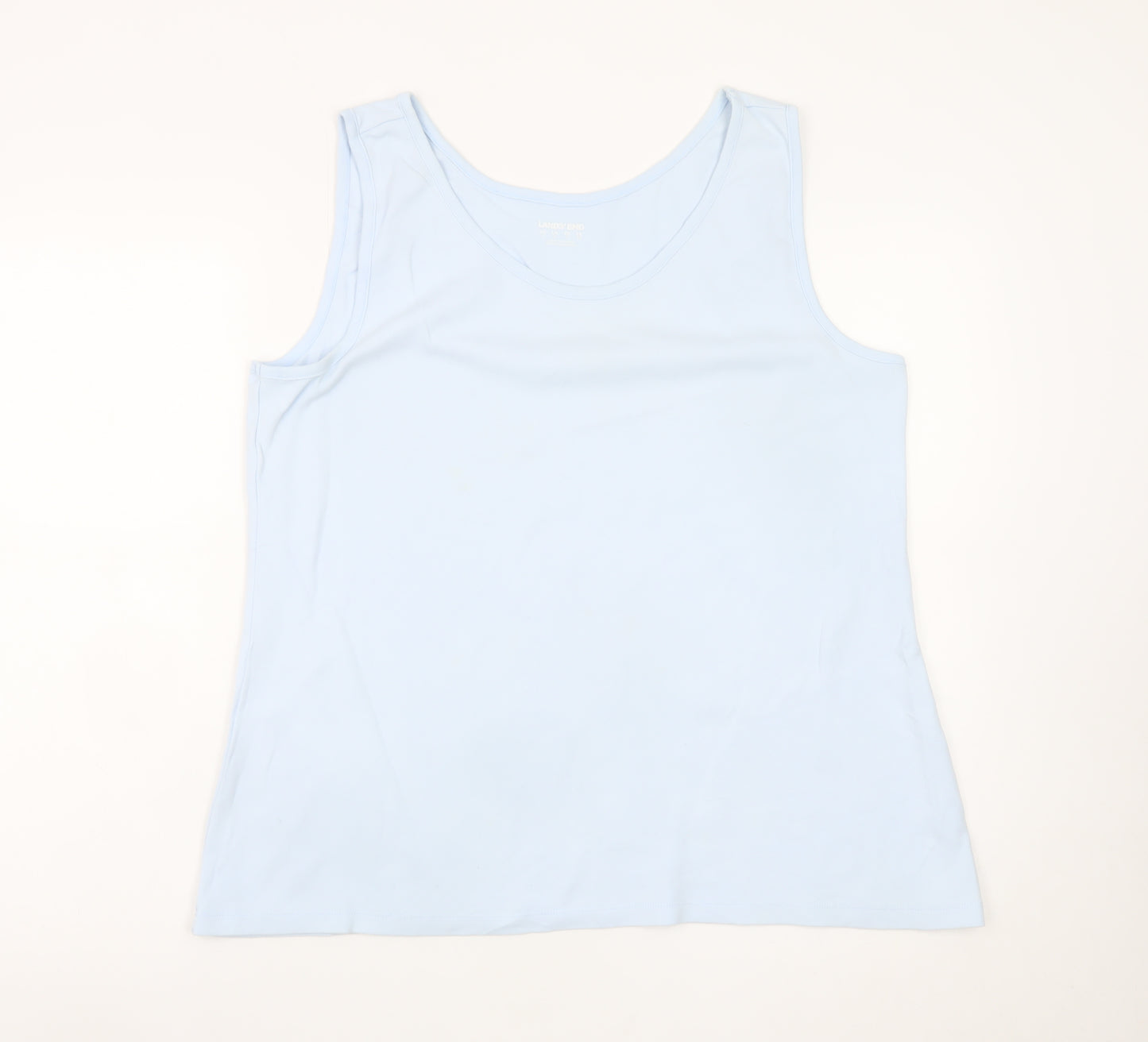 Lands' End Women's Blue Sleeveless Basic Tank Top XL Cotton Jersey