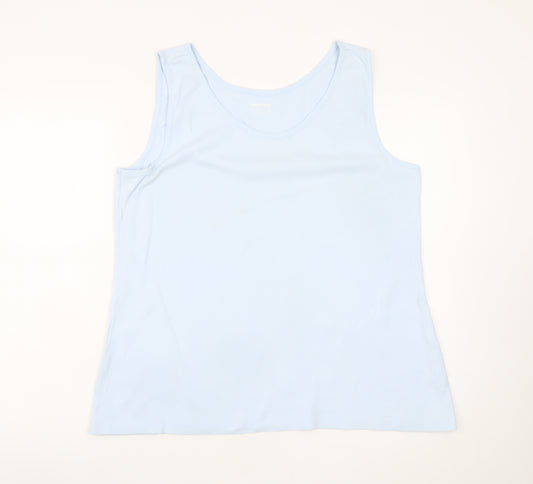 Lands' End Women's Blue Sleeveless Basic Tank Top XL Cotton Jersey