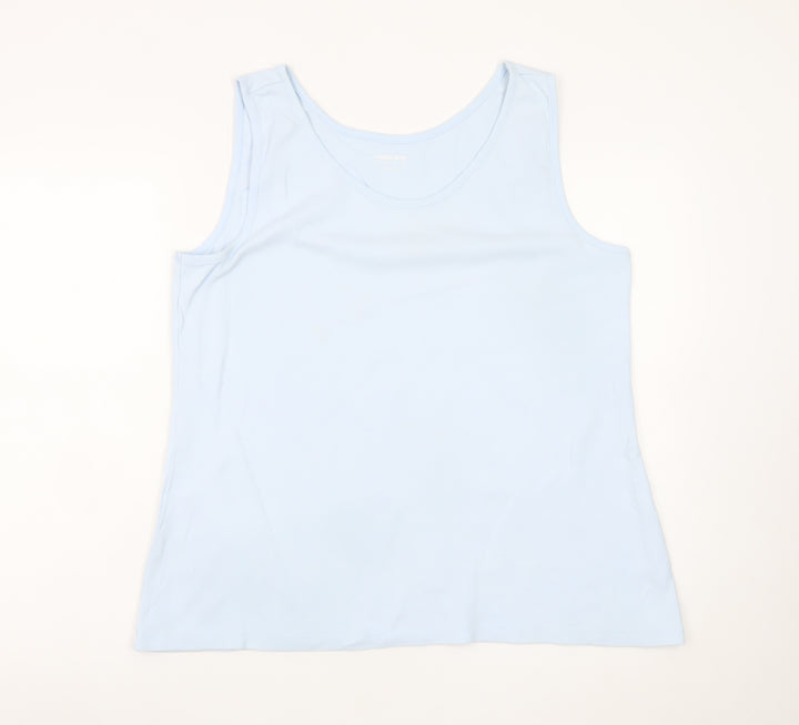 Lands' End Women's Blue Sleeveless Basic Tank Top XL Cotton Jersey