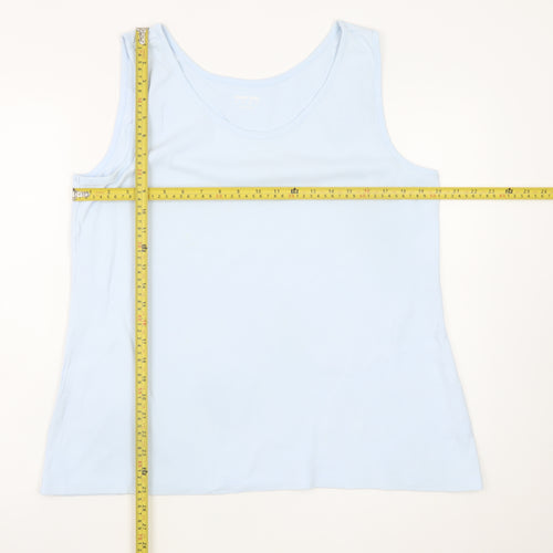 Lands' End Women's Blue Sleeveless Basic Tank Top XL Cotton Jersey