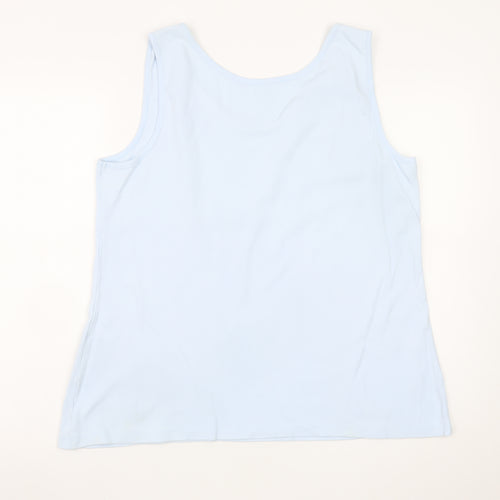 Lands' End Women's Blue Sleeveless Basic Tank Top XL Cotton Jersey