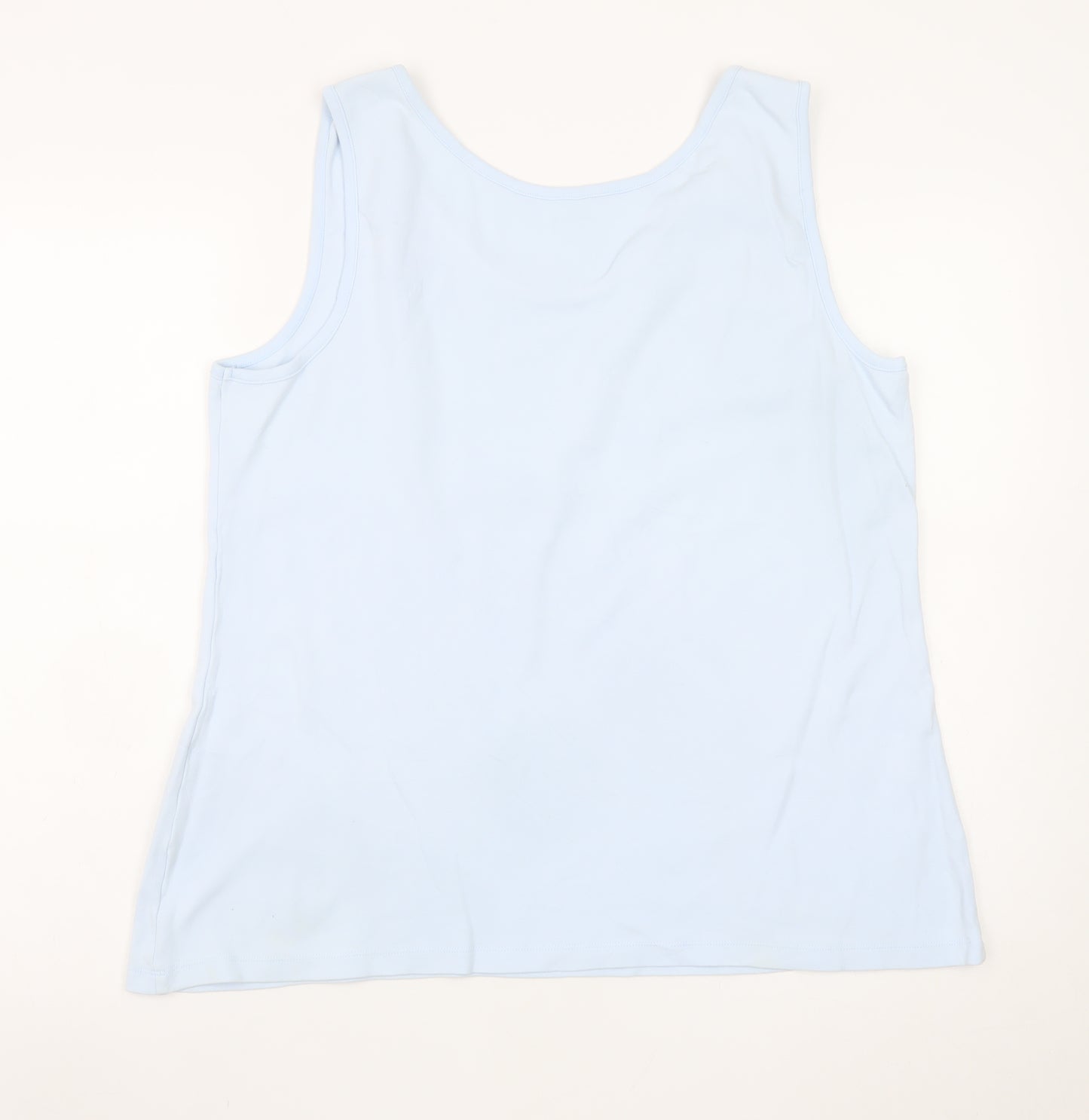 Lands' End Women's Blue Sleeveless Basic Tank Top XL Cotton Jersey