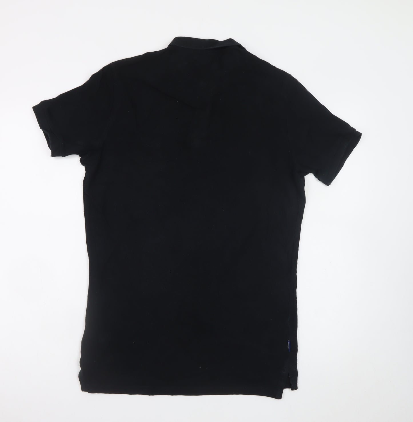 Superdry Men's Black Slim Fit Polo Shirt Size S Cotton Embroidered Logo