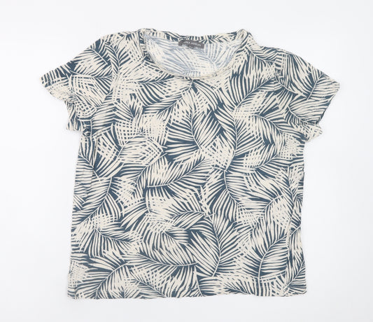 Laura Ashley Women’s Blue Leaf Print Cotton T-Shirt UK 14