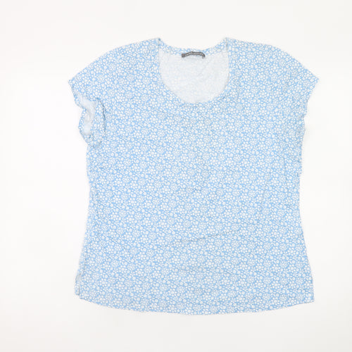 Laura Ashley Women's Blue Floral Cotton T-Shirt UK 16