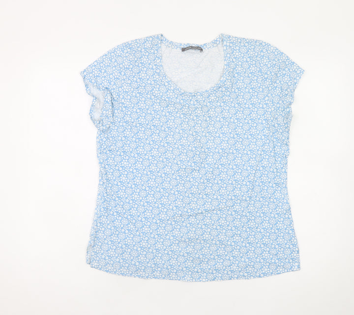 Laura Ashley Women's Blue Floral Cotton T-Shirt UK 16