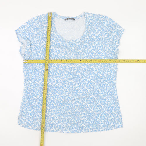 Laura Ashley Women's Blue Floral Cotton T-Shirt UK 16