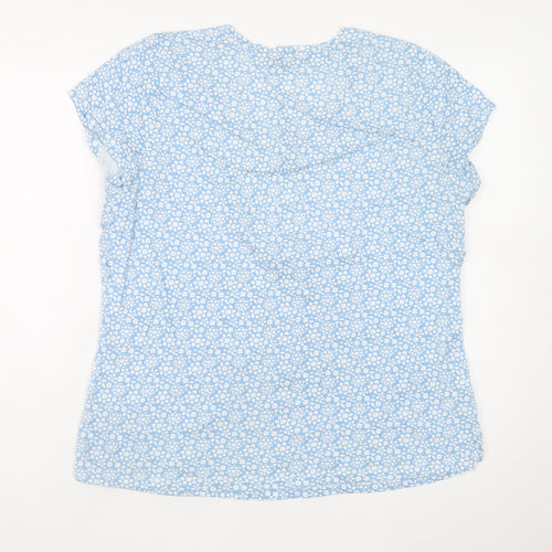 Laura Ashley Women's Blue Floral Cotton T-Shirt UK 16