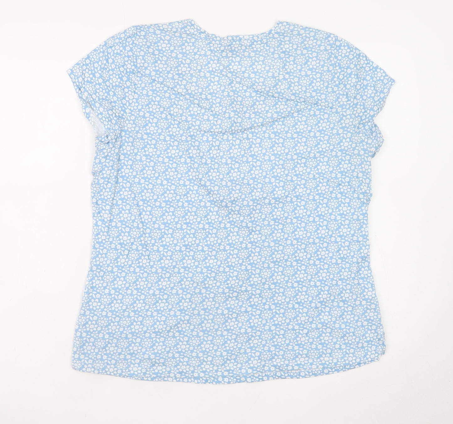 Laura Ashley Women's Blue Floral Cotton T-Shirt UK 16