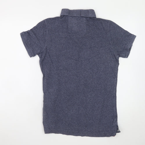 Superdry Men's Blue Slim Fit Polo Shirt Size S Embroidered Logo