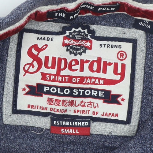 Superdry Men's Blue Slim Fit Polo Shirt Size S Embroidered Logo
