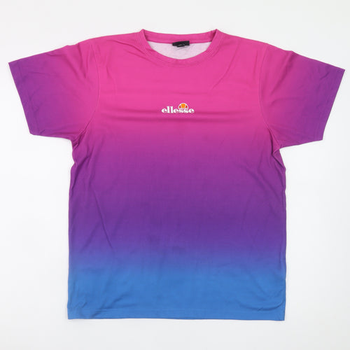 Ellesse Men's Multicoloured Gradient Polyester Crew Neck T-Shirt M