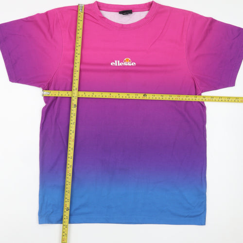 Ellesse Men's Multicoloured Gradient Polyester Crew Neck T-Shirt M