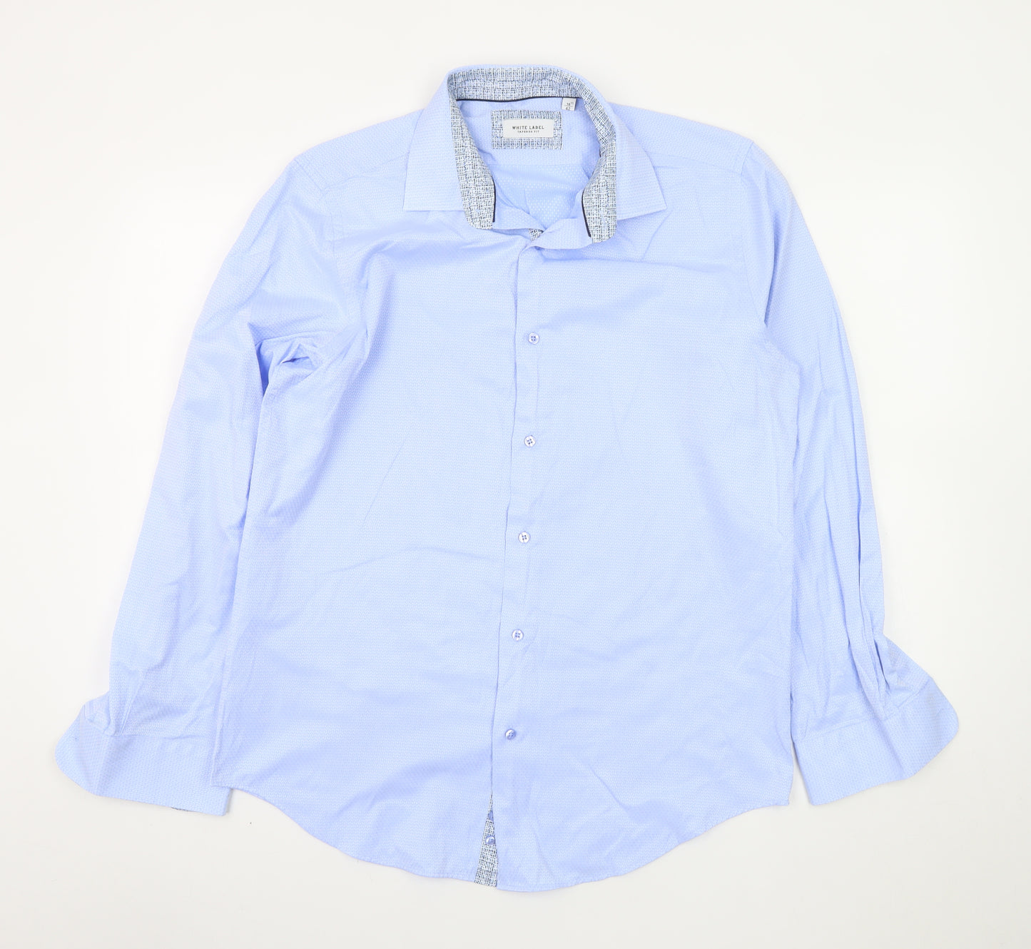 White Label Men's Blue Slim Fit Long Sleeve Formal Shirt 16.5in