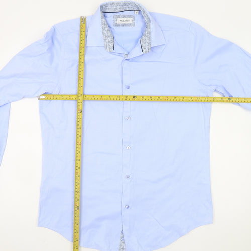 White Label Men's Blue Slim Fit Long Sleeve Formal Shirt 16.5in