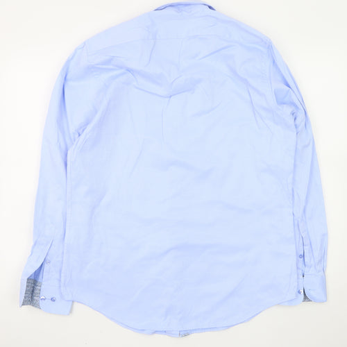 White Label Men's Blue Slim Fit Long Sleeve Formal Shirt 16.5in