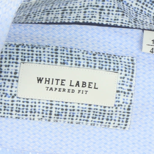 White Label Men's Blue Slim Fit Long Sleeve Formal Shirt 16.5in