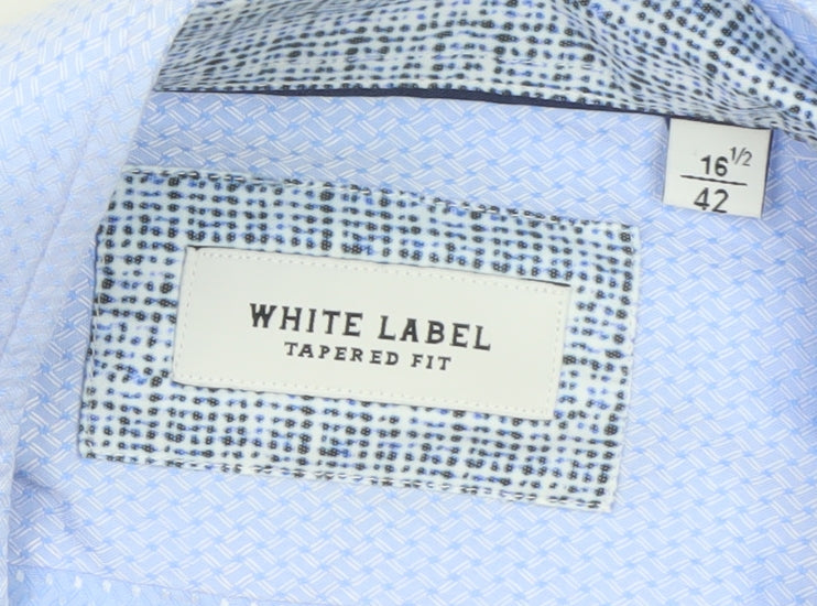 White Label Men's Blue Slim Fit Long Sleeve Formal Shirt 16.5in