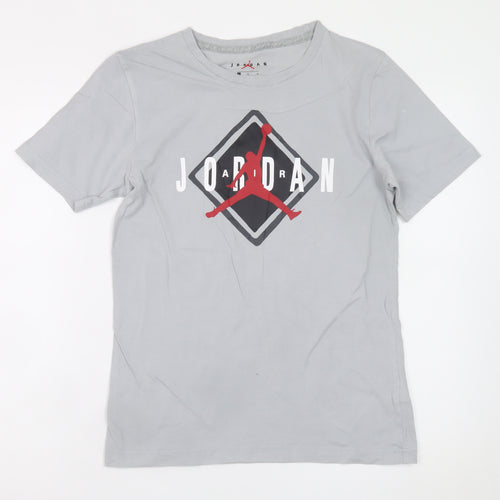 Jordan Boys Grey 12-13 Years Sports Graphic Cotton T-Shirt