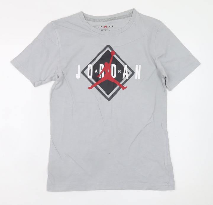 Jordan Boys Grey 12-13 Years Sports Graphic Cotton T-Shirt