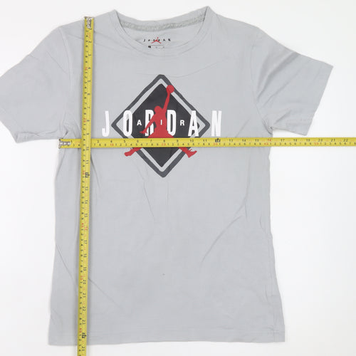 Jordan Boys Grey 12-13 Years Sports Graphic Cotton T-Shirt
