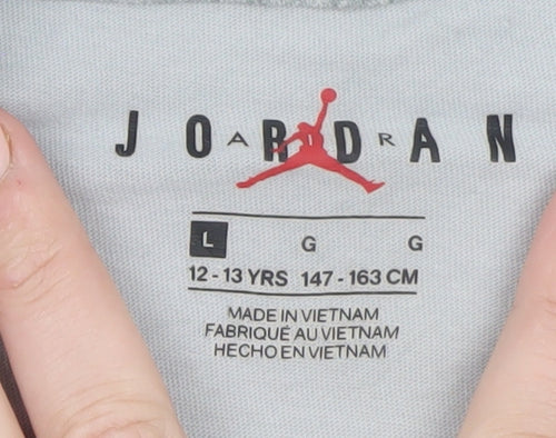 Jordan Boys Grey 12-13 Years Sports Graphic Cotton T-Shirt