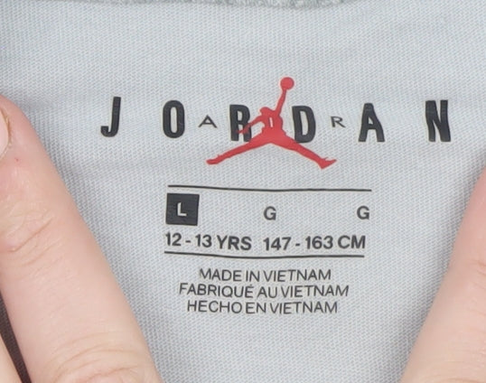 Jordan Boys Grey 12-13 Years Sports Graphic Cotton T-Shirt