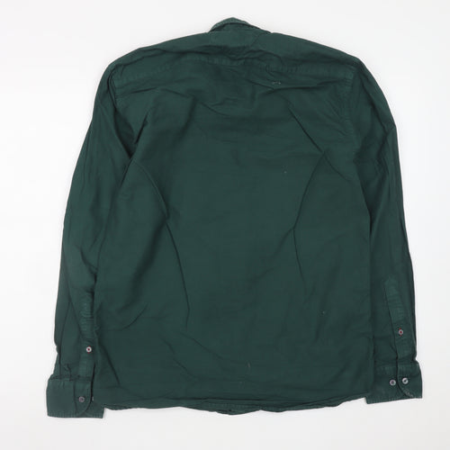 Tommy Hilfiger Men's Green Cotton Button-Up Shirt Size S Regular Fit