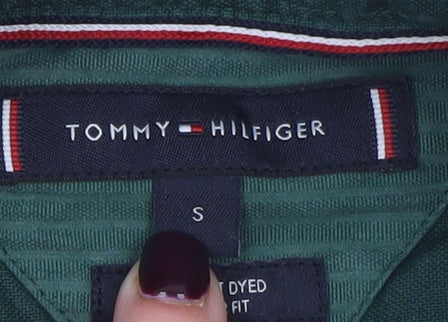Tommy Hilfiger Men's Green Cotton Button-Up Shirt Size S Regular Fit