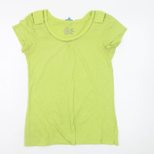 White Stuff Women's Green Cotton Short Sleeve Scoop Neck T-Shirt Size 10