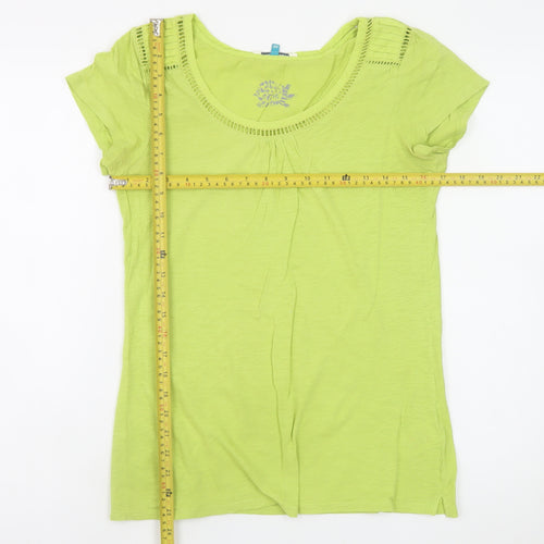 White Stuff Women's Green Cotton Short Sleeve Scoop Neck T-Shirt Size 10