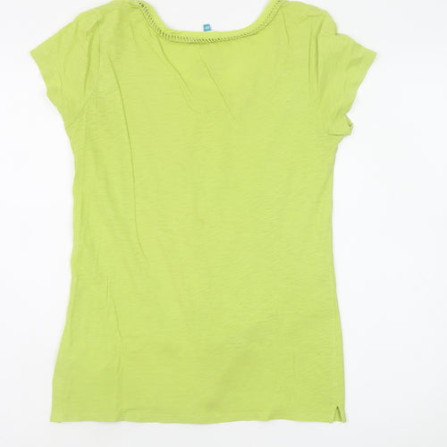 White Stuff Women's Green Cotton Short Sleeve Scoop Neck T-Shirt Size 10