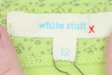 White Stuff Women’s Green Cotton Short Sleeve Scoop Neck T-Shirt Size 12