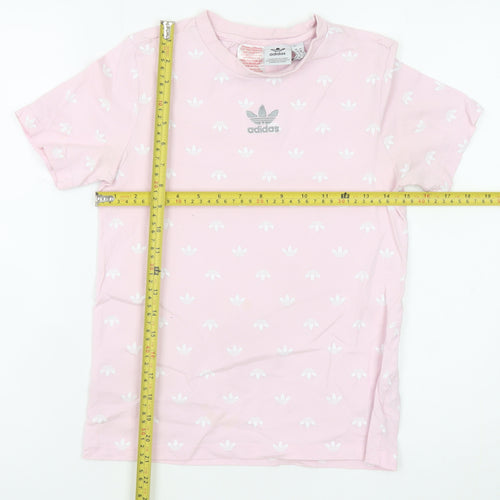 Adidas Girls Pink Logo T-Shirt 11-12 Years Cotton Short Sleeve Casual Top