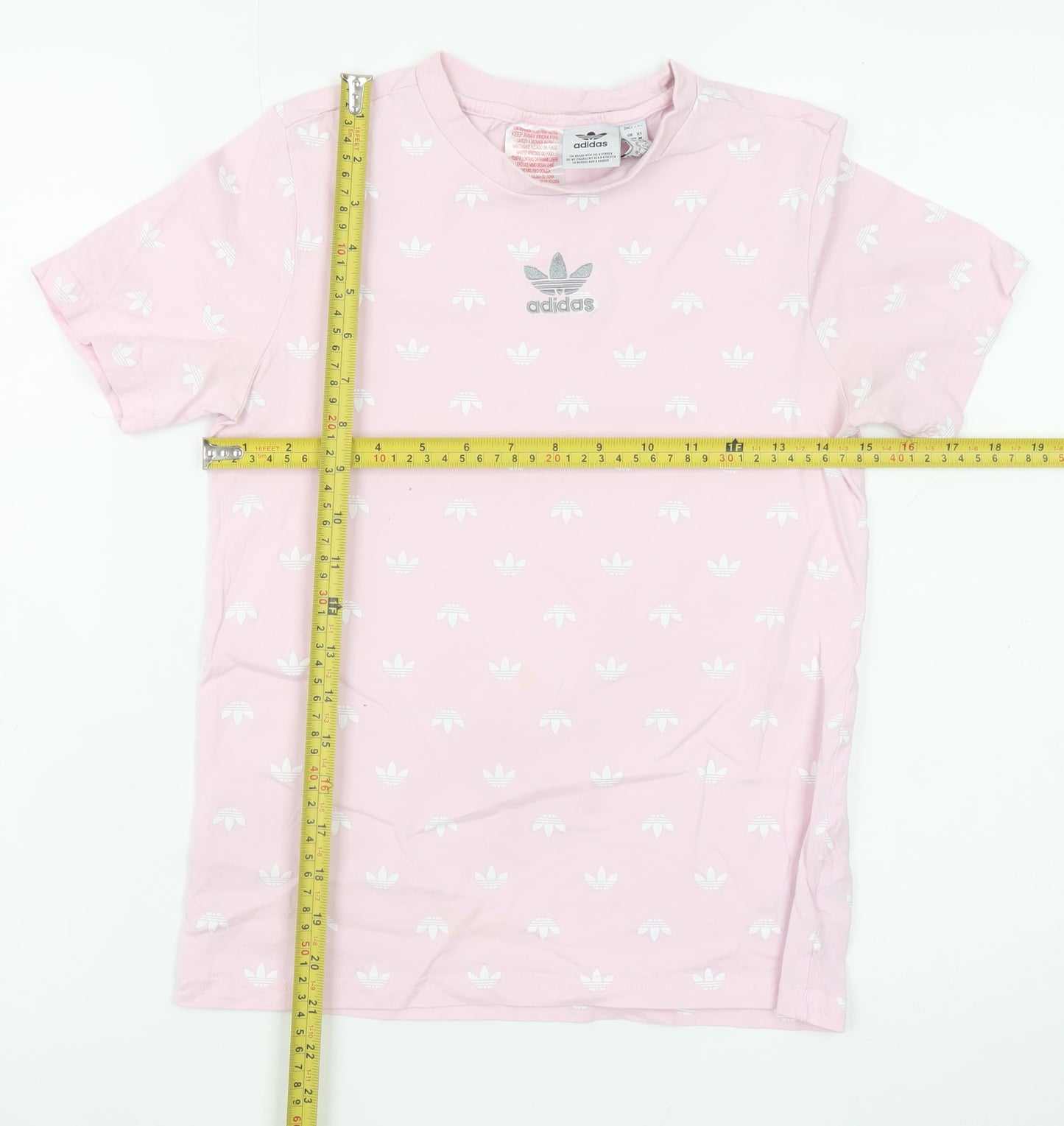 Adidas Girls Pink Logo T-Shirt 11-12 Years Cotton Short Sleeve Casual Top