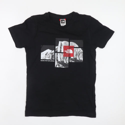 The North Face Boys Black Cotton Graphic T-Shirt L Youth Outdoor Casual