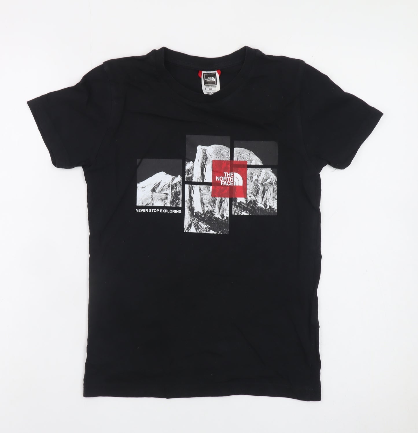 The North Face Boys Black Cotton Graphic T-Shirt L Youth Outdoor Casual