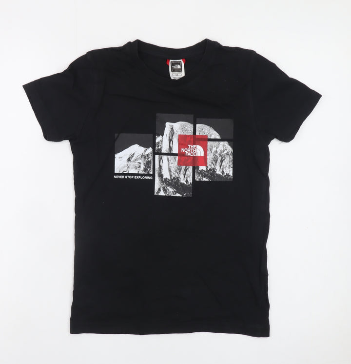 The North Face Boys Black Cotton Graphic T-Shirt L Youth Outdoor Casual
