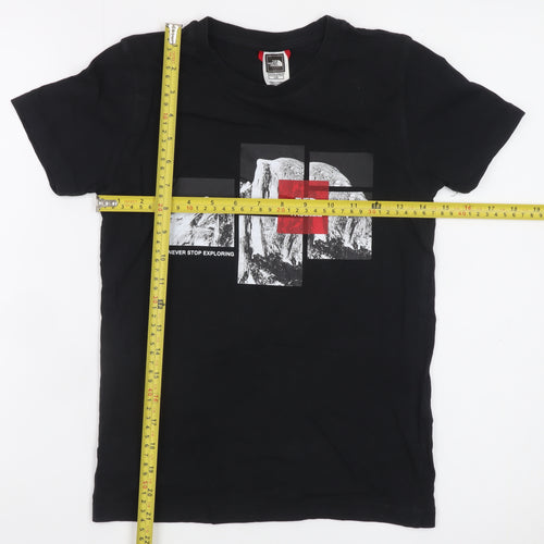 The North Face Boys Black Cotton Graphic T-Shirt L Youth Outdoor Casual