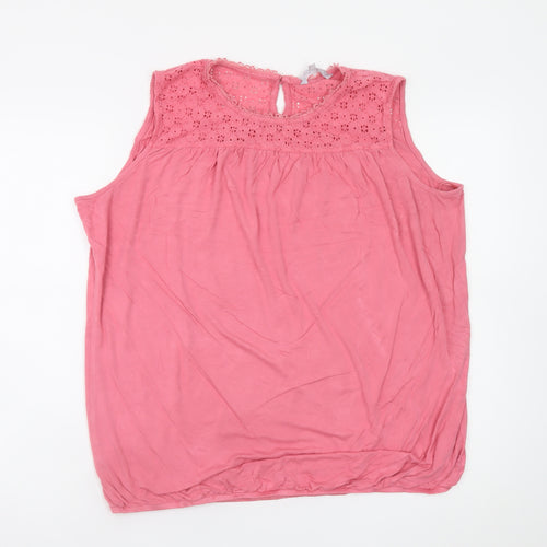 Red Herring Womens Pink Cotton Sleeveless Tunic Blouse Size 20
