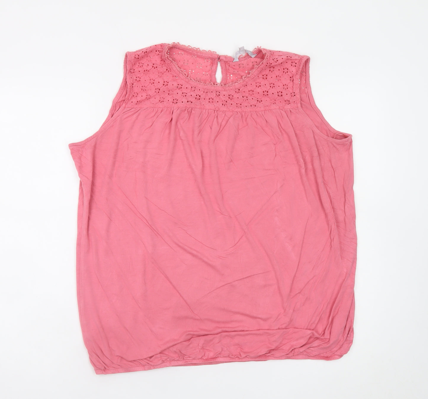 Red Herring Womens Pink Cotton Sleeveless Tunic Blouse Size 20