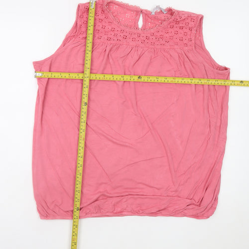 Red Herring Womens Pink Cotton Sleeveless Tunic Blouse Size 20