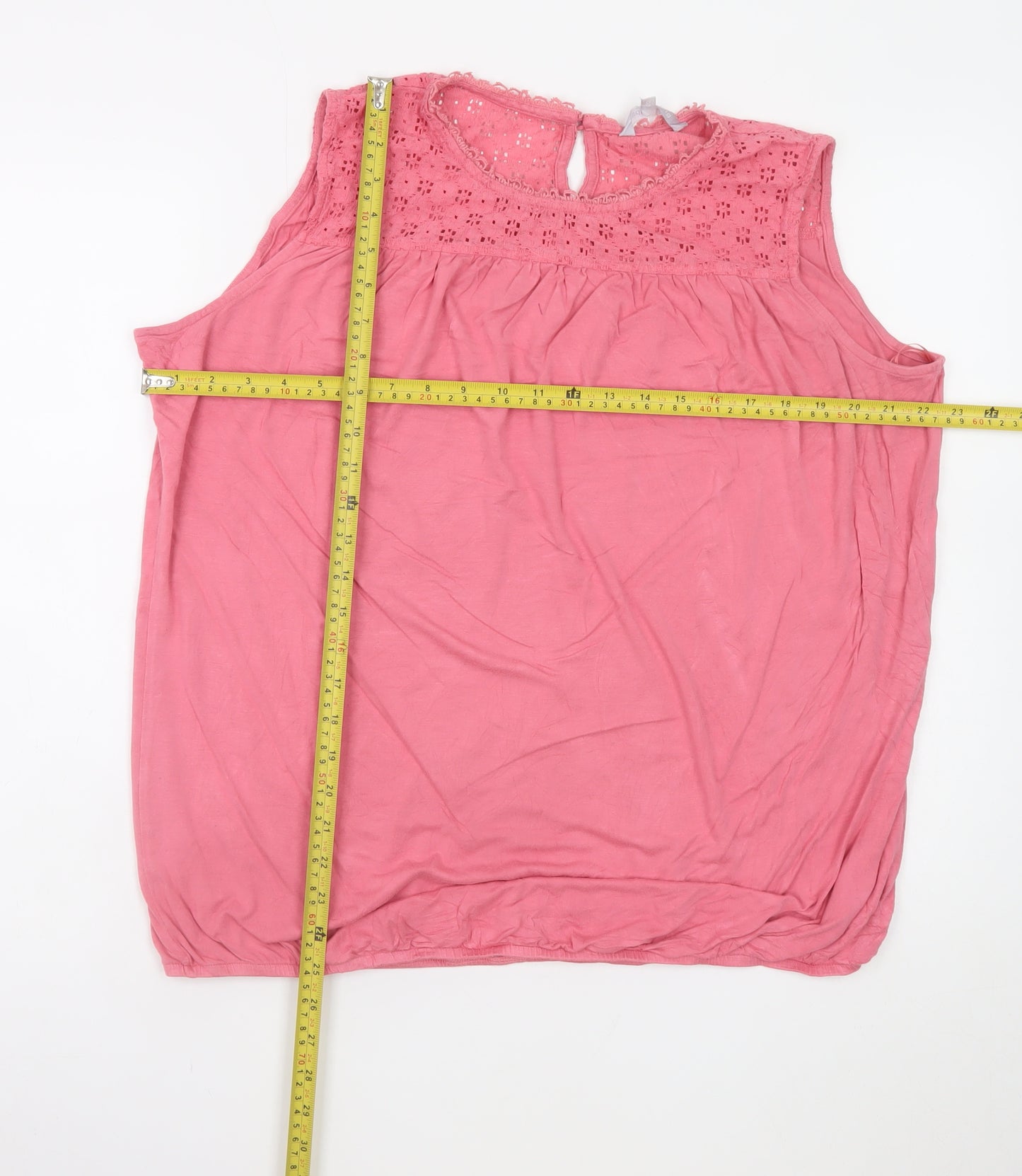 Red Herring Womens Pink Cotton Sleeveless Tunic Blouse Size 20