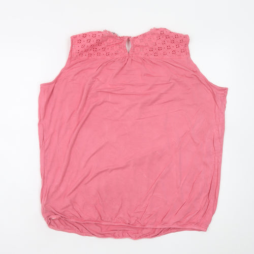Red Herring Womens Pink Cotton Sleeveless Tunic Blouse Size 20