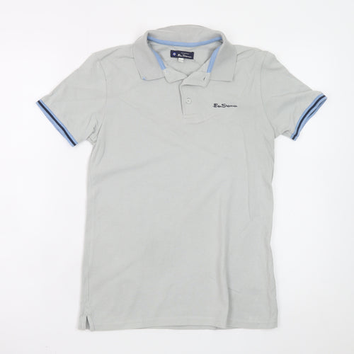 Ben Sherman Boys Grey Cotton Polo Shirt 12-13 Years Short Sleeve Logo