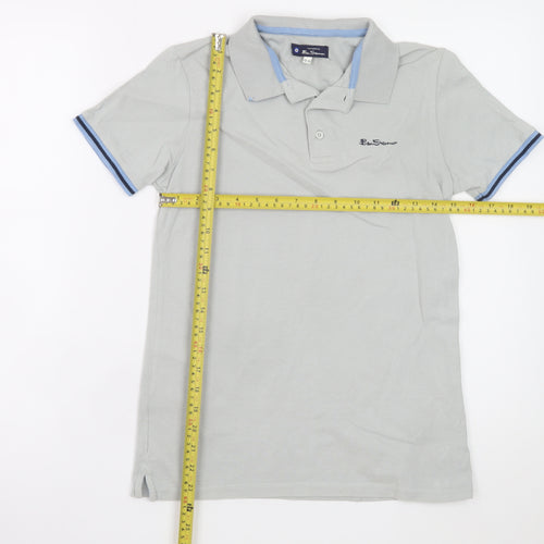 Ben Sherman Boys Grey Cotton Polo Shirt 12-13 Years Short Sleeve Logo