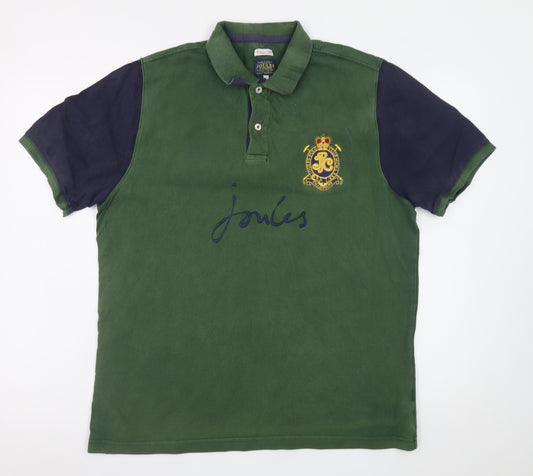 Joules Men's Green Polo Shirt Medium Classic Fit Embroidered Crest