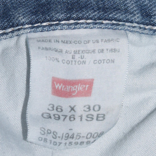 Wrangler Men Blue 36x30 Regular Fit Straight Denim Jeans