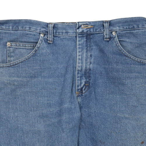 Wrangler Men Blue 36x30 Regular Fit Straight Denim Jeans
